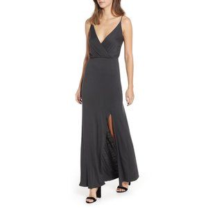 NWT-Charcoal Surplice Knit Maxi Dress